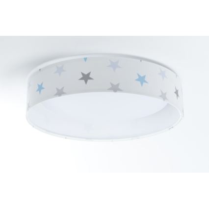 LED Dimbare Kinderplafondlamp SMART GALAXY KIDS LED/24W/230V 3000-6500K sterretjes wit/grijs/blauw + afstandsbediening