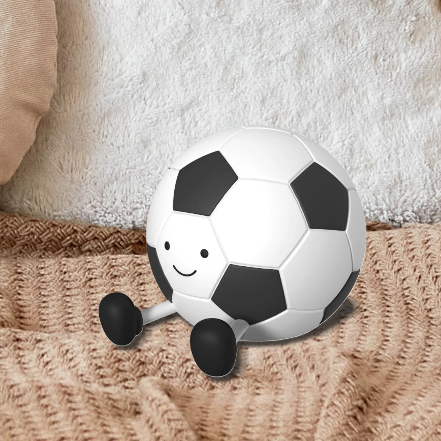 LED Dimbaar kinder aanraken lamp FOOTBALL LED/2W/5V USB 1200 mAh wit/zwart