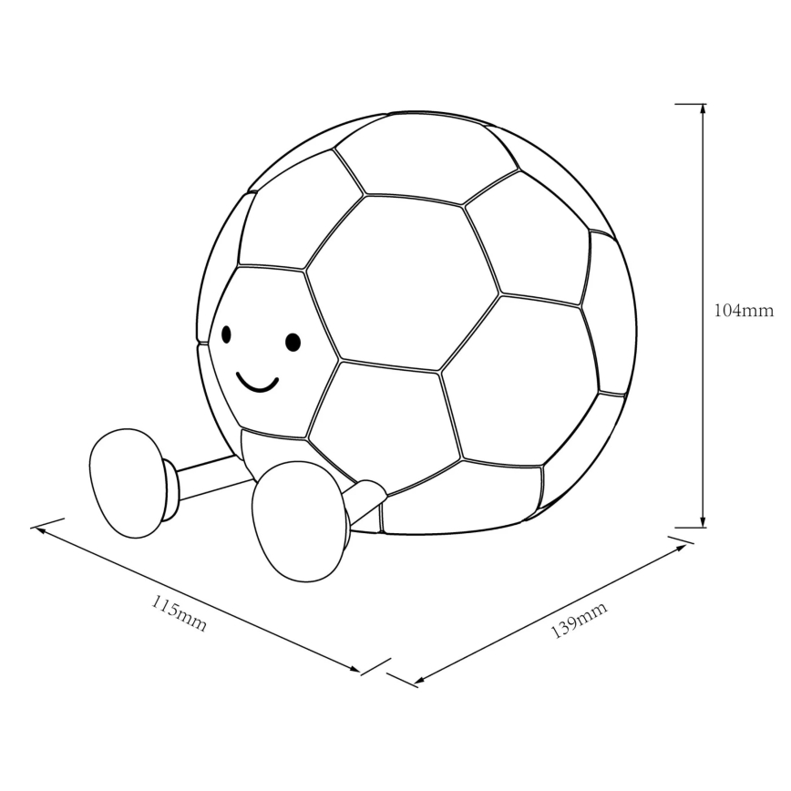 LED Dimbaar kinder aanraken lamp FOOTBALL LED/2W/5V USB 1200 mAh wit/zwart