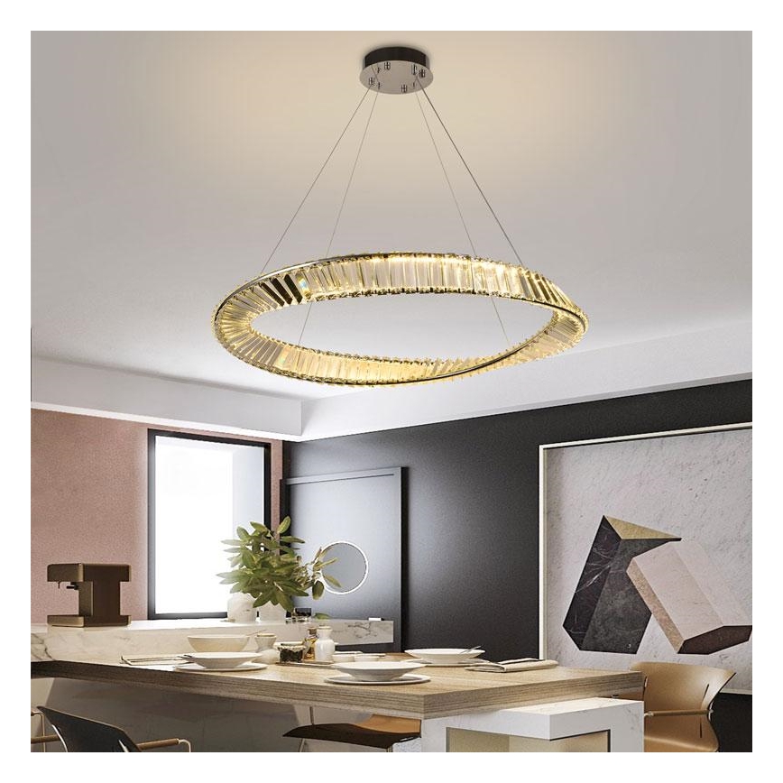 LED Dimbaar kristal Hanglamp aan een touw LED/50W/230V 3000-6500K + afstandsbediening