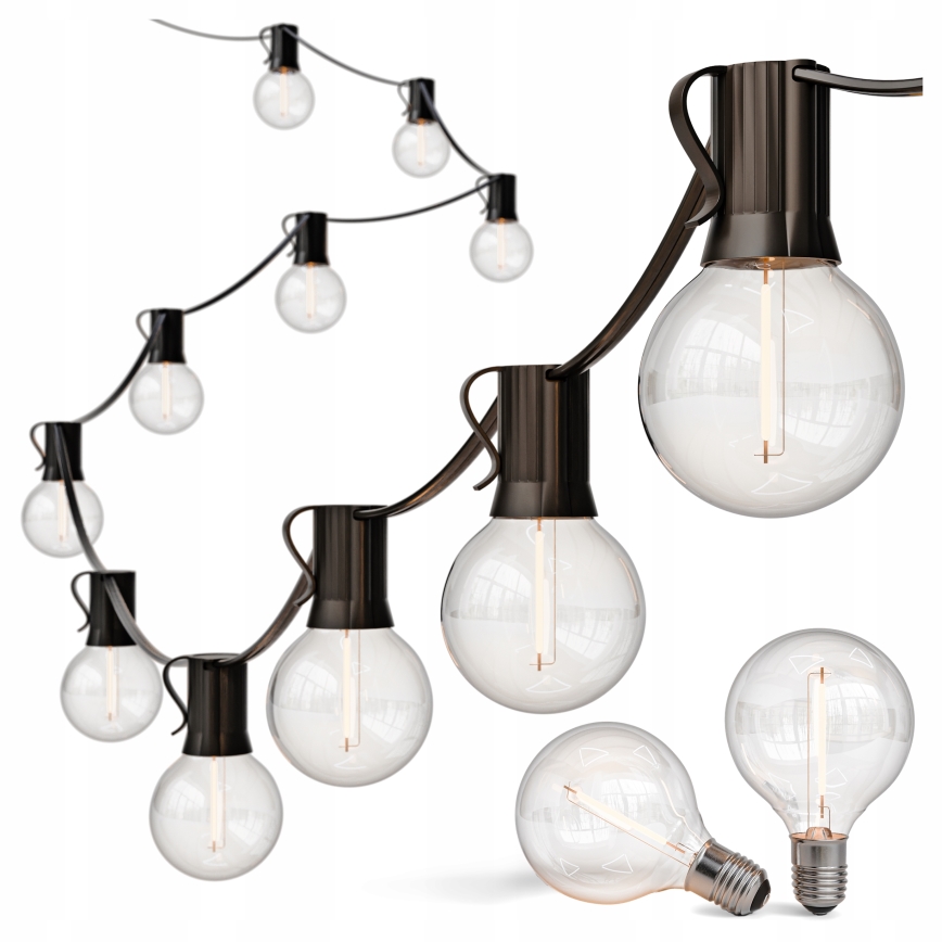 LED-dimbare buiten decoratieve lichtsnoer 25xE12/1W/24/230V 17,5 m IP65 zwart + afstandsbediening