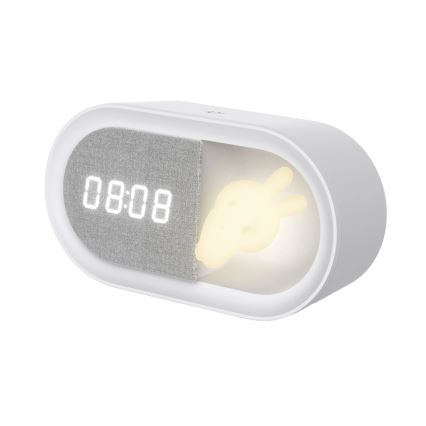 LED Dimbaar nachtlampje met wekker BUNNY LED/1,2W/5V 3000K