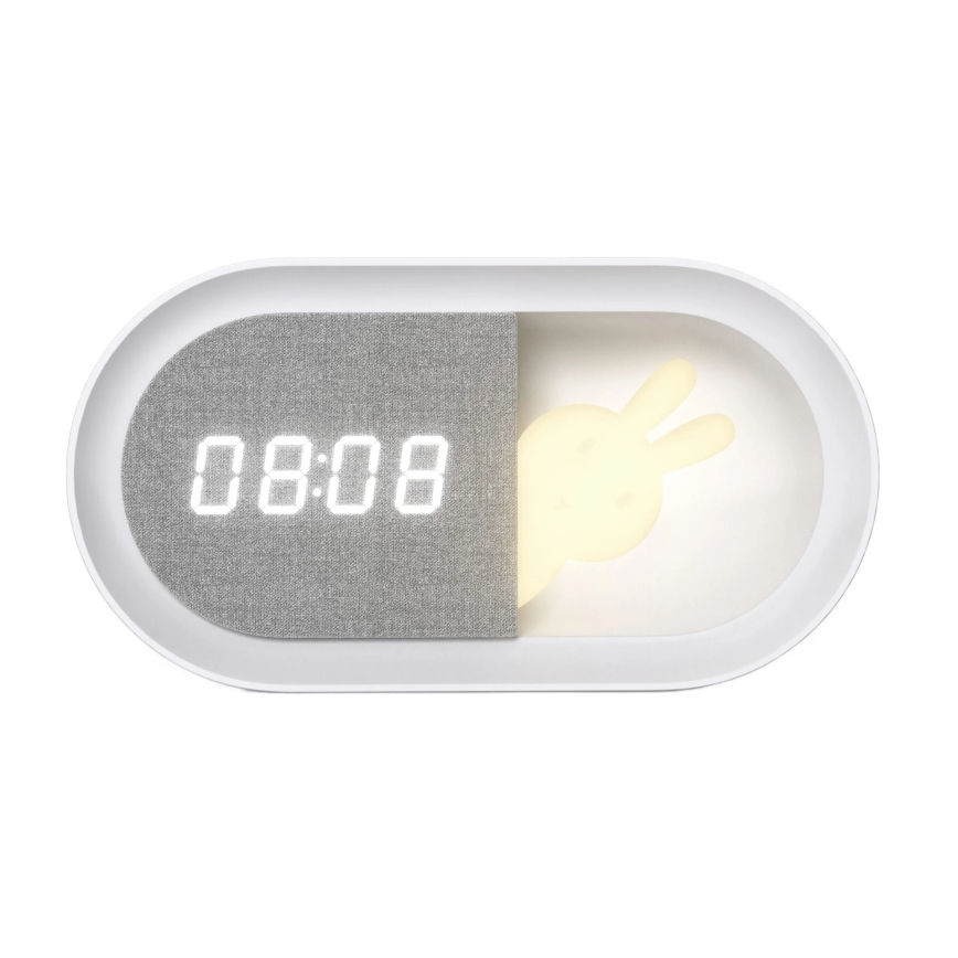 LED Dimbaar nachtlampje met wekker BUNNY LED/1,2W/5V 3000K
