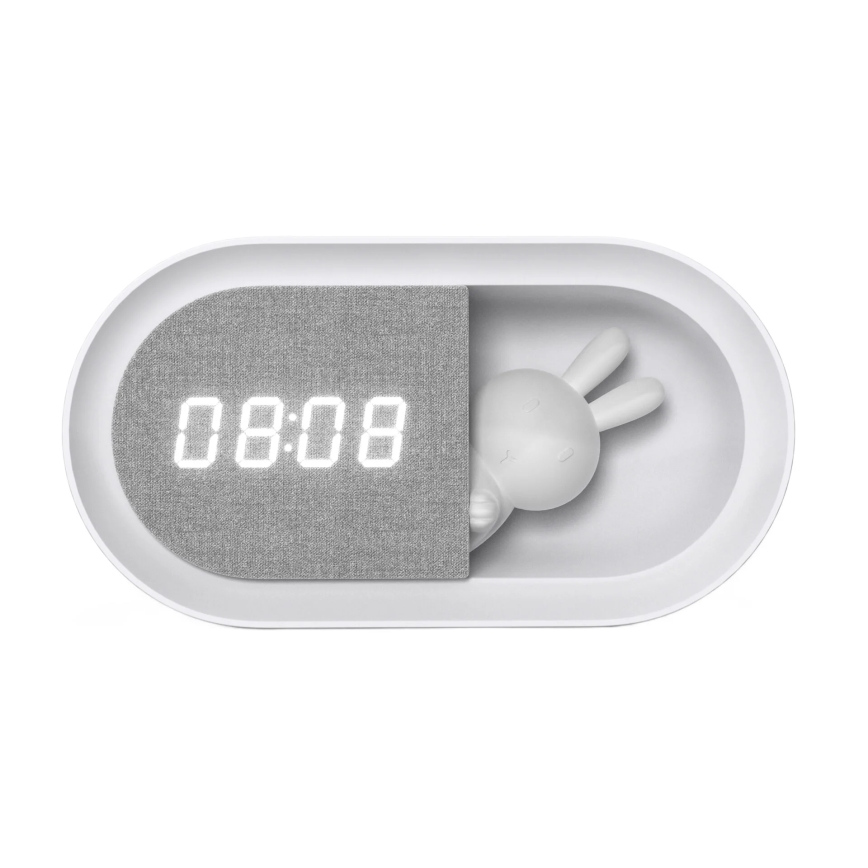 LED Dimbaar nachtlampje met wekker BUNNY LED/1,2W/5V 3000K