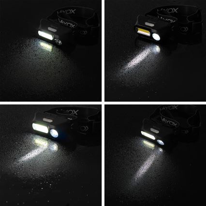 LED Dimbaar oplaadbaar hoofdlamp 2xLED/5V IPX4 250 glanzend 2000 mAh