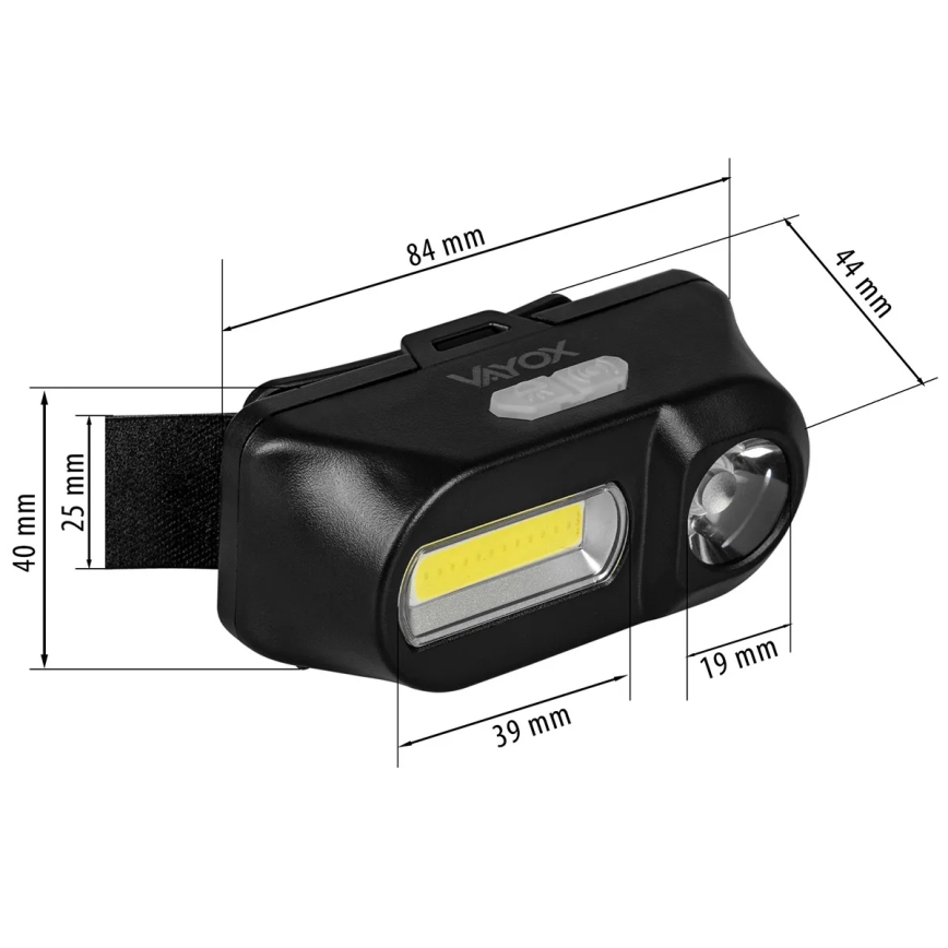 LED Dimbaar oplaadbaar hoofdlamp 2xLED/5V IPX4 250 glanzend 2000 mAh
