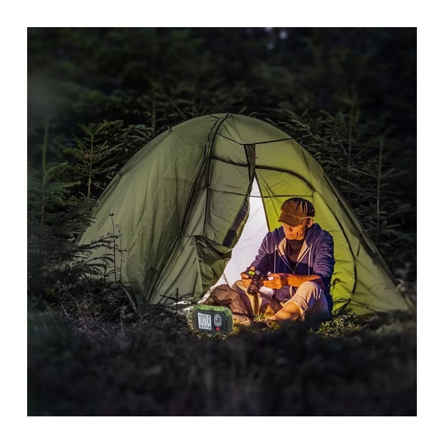 LED Dimbaar oplaadbaar Schijnwerper SAMSUNG CHIP + Functie SOS LED/20W/3,7V/USB IP44 4000K 7200 mAh groen