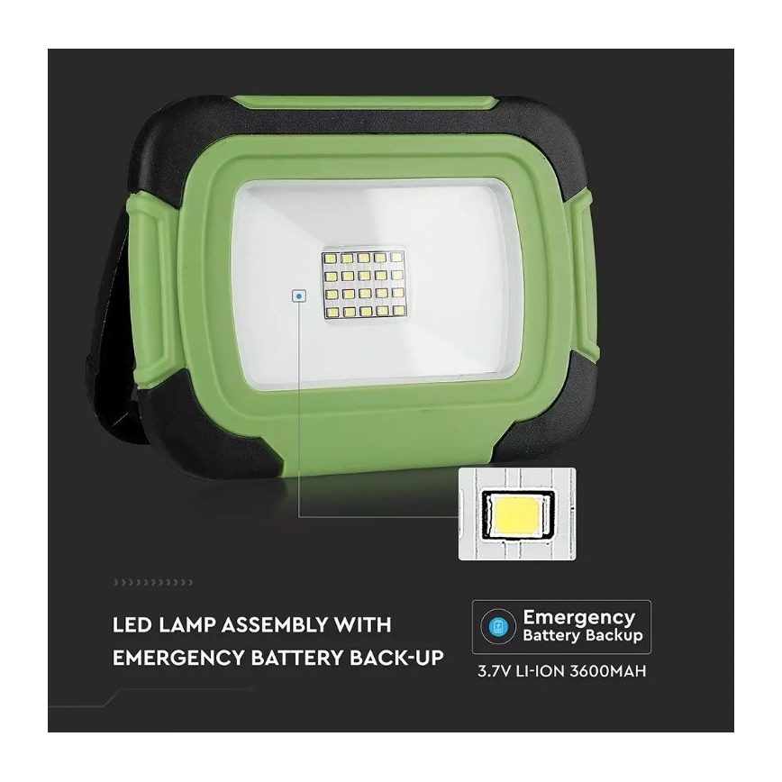 LED Dimbaar oplaadbaar Schijnwerper SAMSUNG CHIP + Functie SOS LED/20W/3,7V/USB IP44 4000K 7200 mAh groen