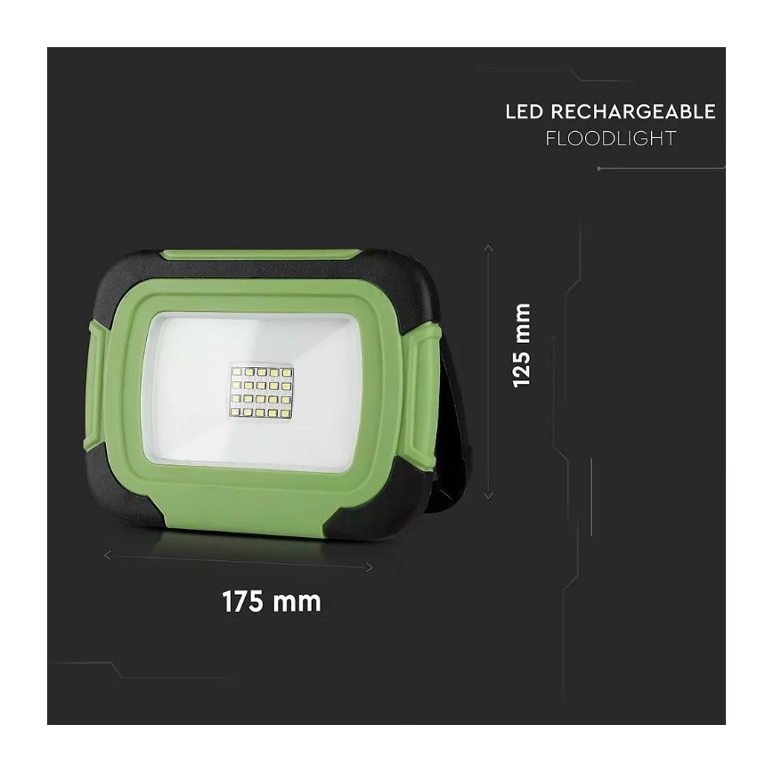 LED Dimbaar oplaadbaar Schijnwerper SAMSUNG CHIP + Functie SOS LED/20W/3,7V/USB IP44 4000K 7200 mAh groen