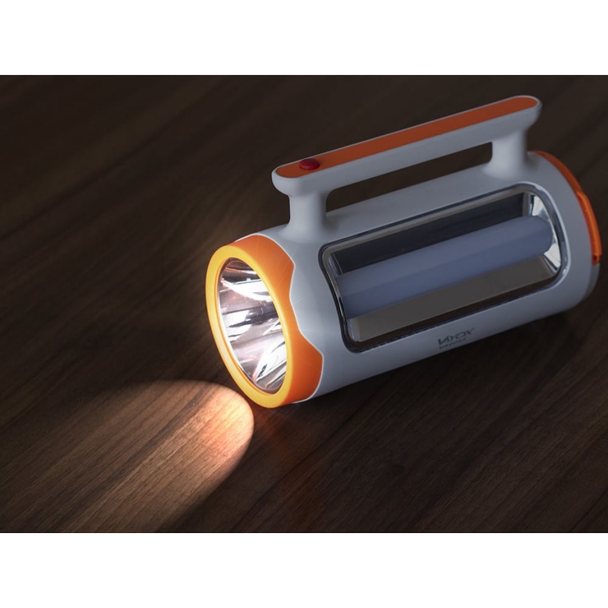 LED Dimbaar oplaadbaar zaklamp 2in1 met powerbankfunctie LED/5W/230V 3500 mAh