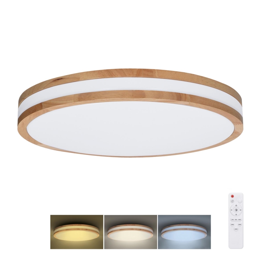 LED Dimbaar Plafondlamp WOODY LED/48W/230V 3000-6500K eiken Ø 38 cm + afstandsbediening