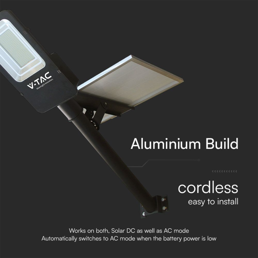 LED Dimbaar hybride zonne- straat lamp LED/50W/230V 4000K IP65 50000 mAh + afstandsbediening