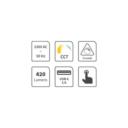 LED Dimbare bureaulamp met USB LED/7W/230V 3000K/4000K/5500K wit