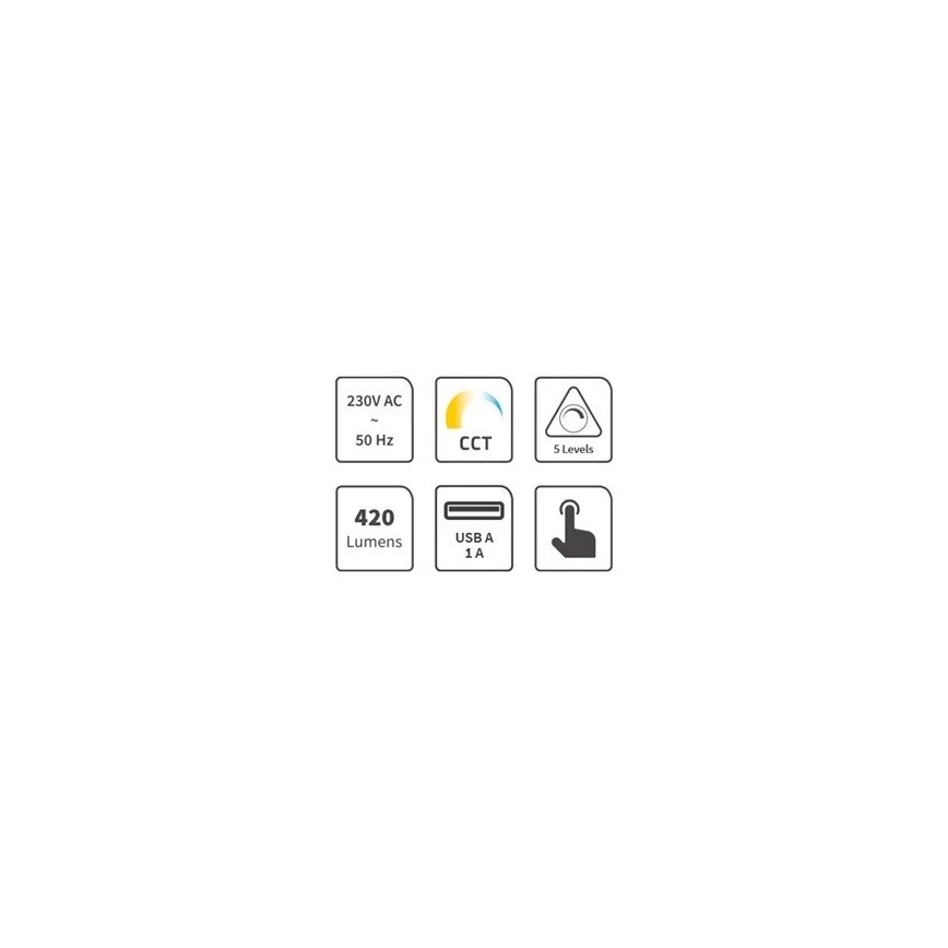 LED Dimbare bureaulamp met USB LED/7W/230V 3000K/4000K/5500K wit