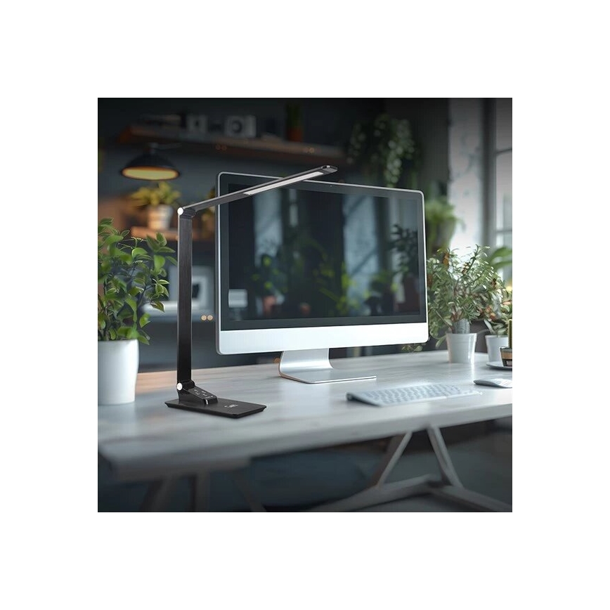 LED dimbare bureaulamp met USB LED/7W/230V 3000K/4000K/5500K zwart
