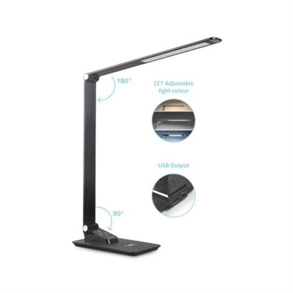 LED dimbare bureaulamp met USB LED/7W/230V 3000K/4000K/5500K zwart