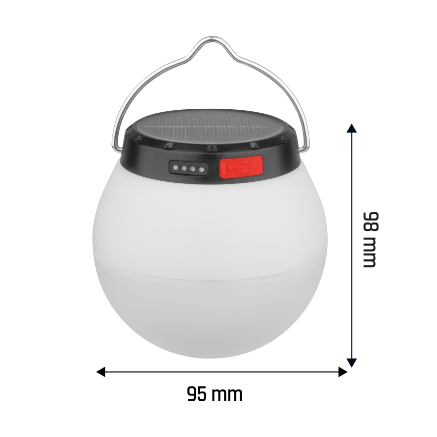 LED-dimbare, draagbare, zonne-oplaadbare lamp LUMINA ORB LED/5V 800 mAh