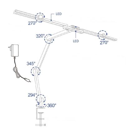 LED Dimbare Touch Flexibele Bureaulamp POINTIQ LED/24W/230V 3000-6500K CRI 92 zwart