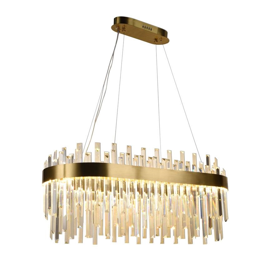 LED dimbare kristallen hanglamp aan kabel LED/100W/230V 3000-6500K goud + afstandsbediening