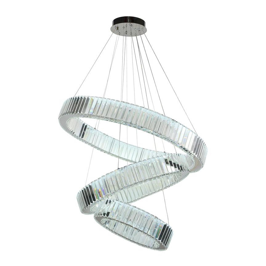 LED dimbare kristallen hanglamp aan kabel LED/115W/230V 3000-6500K glanzend chroom + afstandsbediening