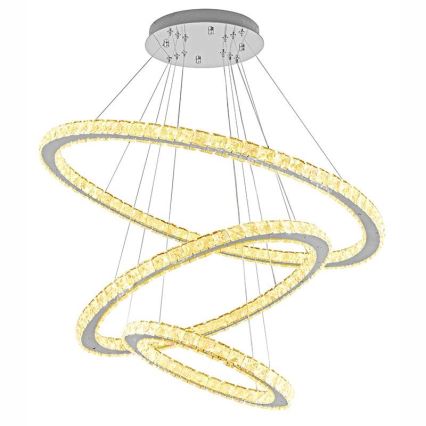 LED dimbare kristallen hanglamp aan kabel LED/210W/230V 3000-6500K zilver + afstandsbediening
