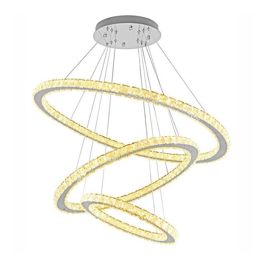 LED dimbare kristallen hanglamp aan kabel LED/210W/230V 3000-6500K zilver + afstandsbediening
