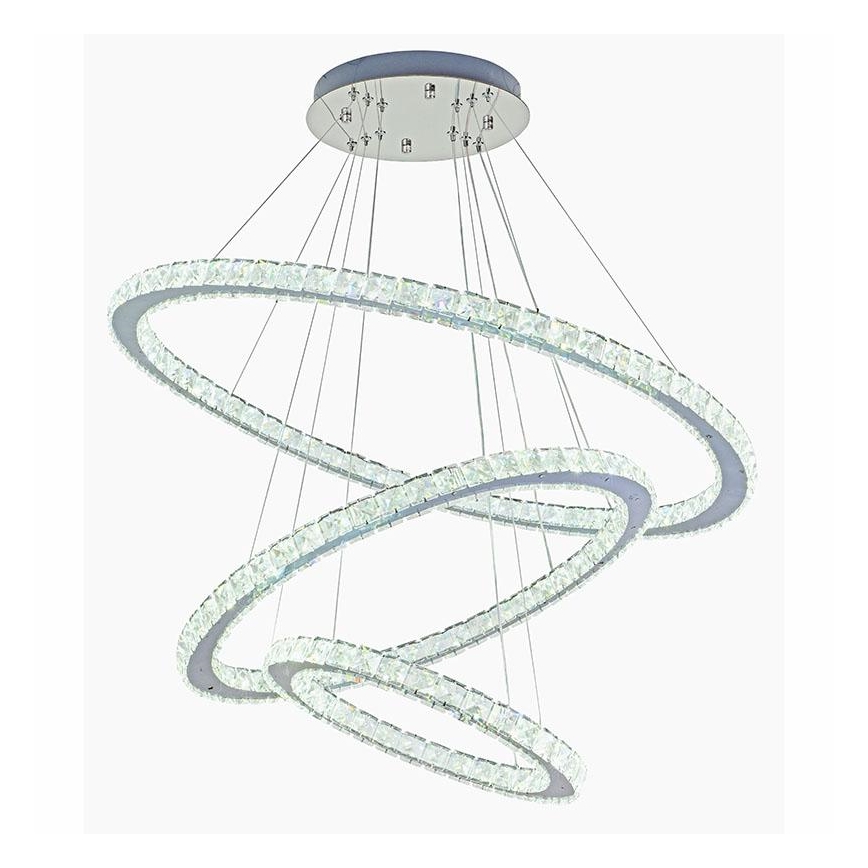 LED dimbare kristallen hanglamp aan kabel LED/210W/230V 3000-6500K zilver + afstandsbediening
