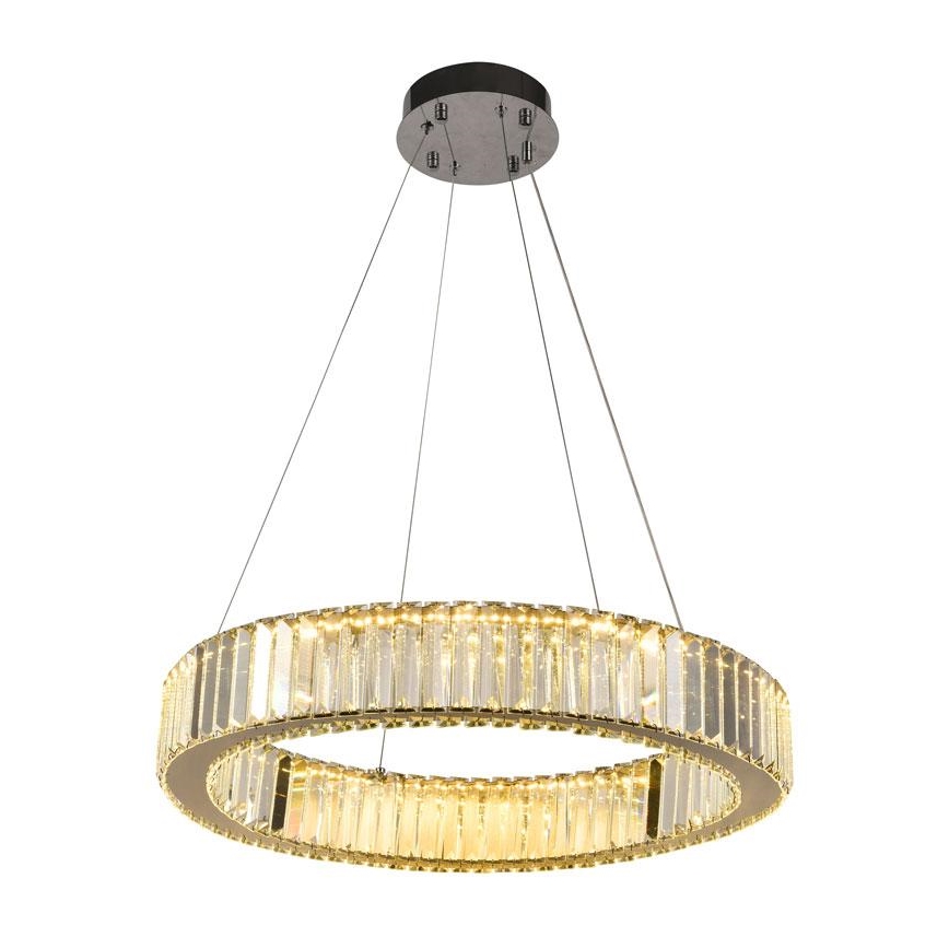 LED dimbare kristallen hanglamp aan kabel LED/40W/230V 3000-6500K glanzend chroom + afstandsbediening