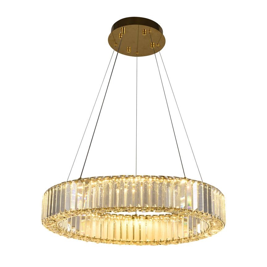 LED dimbare kristallen hanglamp aan kabel LED/40W/230V 3000-6500K chroom/goud + afstandsbediening