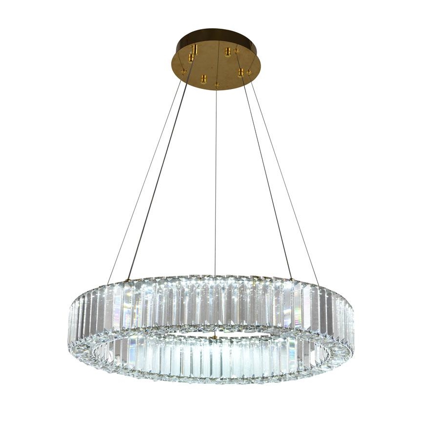 LED dimbare kristallen hanglamp aan kabel LED/40W/230V 3000-6500K chroom/goud + afstandsbediening