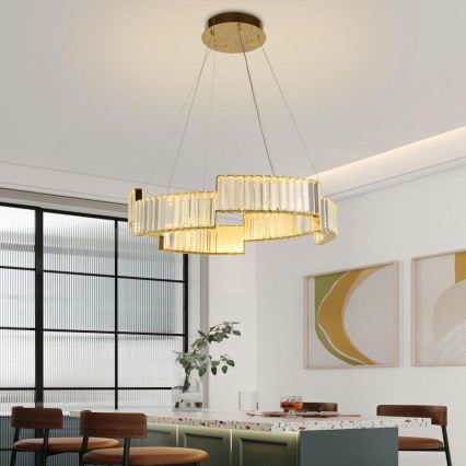 LED dimbare kristallen hanglamp aan kabel LED/40W/230V 3000-6500K goud + afstandsbediening