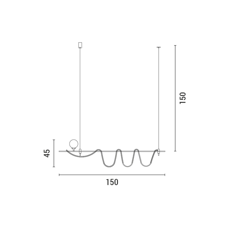 LED Dimbare hanglamp aan kabel LED/55W/230V + 1xG9/10W goud