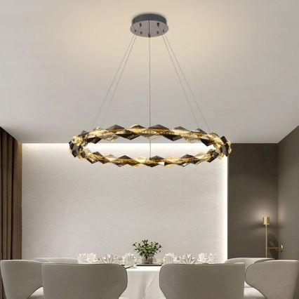 LED dimbare kristallen hanglamp aan kabel LED/55W/230V 3000-6500K glanzend chroom + afstandsbediening