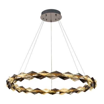 LED dimbare kristallen hanglamp aan kabel LED/55W/230V 3000-6500K glanzend chroom + afstandsbediening