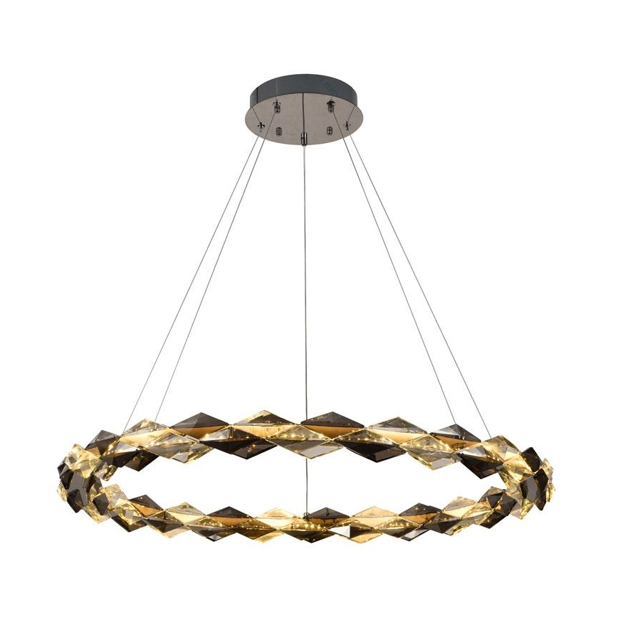 LED dimbare kristallen hanglamp aan kabel LED/55W/230V 3000-6500K glanzend chroom + afstandsbediening