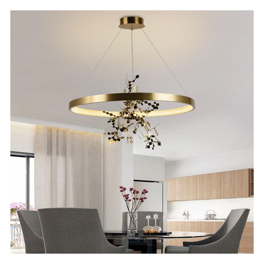 LED Dimbare hanglamp aan kabel LED/55W/230V 3000-6500K goud + afstandsbediening
