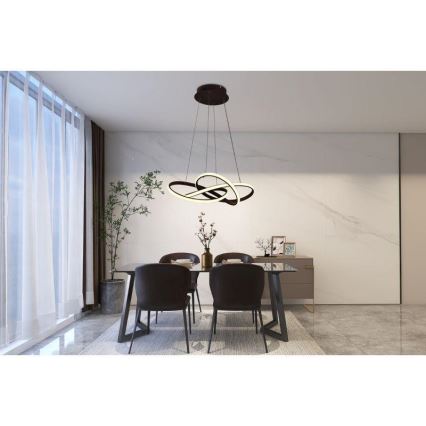 LED Dimbare hanglamp aan kabel LED/65W/230V 3000-6500K Ø 48 cm bruin + afstandsbediening