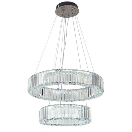 LED dimbare kristallen hanglamp aan kabel LED/65W/230V 3000-6500K glanzend chroom + afstandsbediening