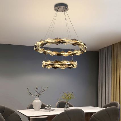 LED dimbare kristallen hanglamp aan kabel LED/65W/230V 3000-6500K glanzend chroom + afstandsbediening