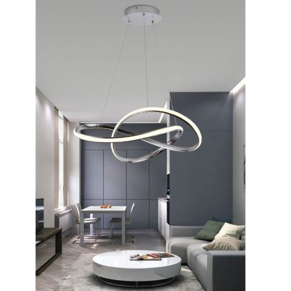 LED Dimbare hanglamp aan kabel LED/70W/230V 3000-6500K Ø 60 cm glanzend chroom + afstandsbediening