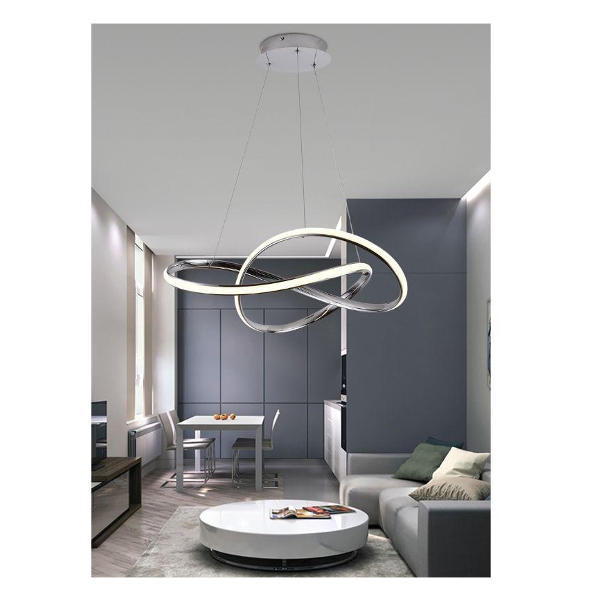 LED Dimbare hanglamp aan kabel LED/70W/230V 3000-6500K Ø 60 cm glanzend chroom + afstandsbediening