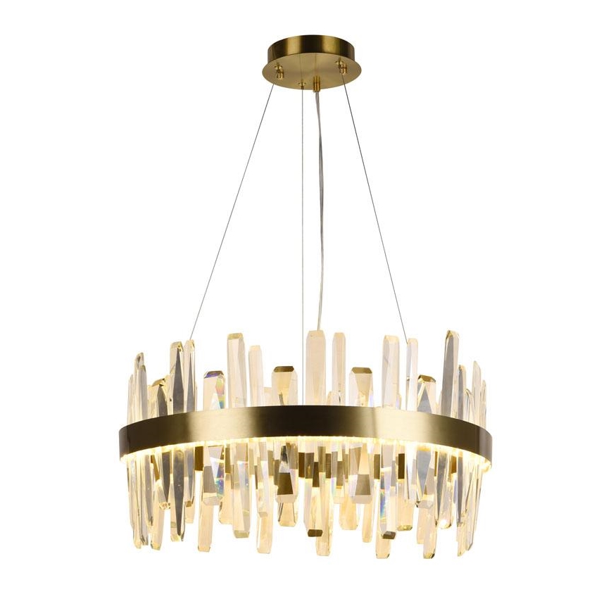 LED dimbare kristallen hanglamp aan kabel LED/80W/230V 3000-6500K goud + afstandsbediening