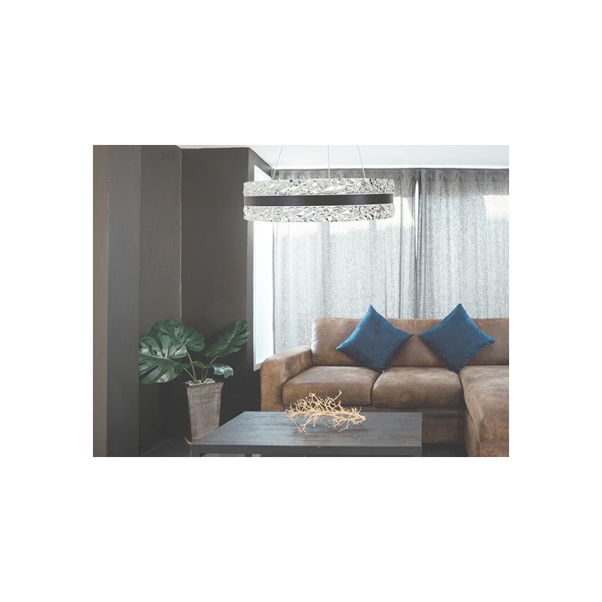 LED dimbare kristallen hanglamp aan kabel LED/80W/230V 3000-6500K zwart + afstandsbediening