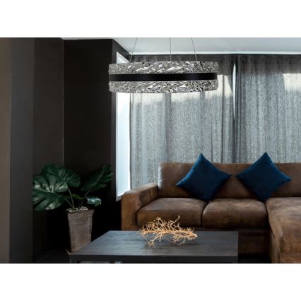 LED dimbare kristallen hanglamp aan kabel LED/80W/230V 3000-6500K zwart + afstandsbediening