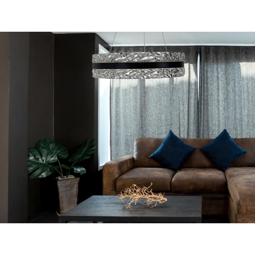 LED dimbare kristallen hanglamp aan kabel LED/80W/230V 3000-6500K zwart + afstandsbediening