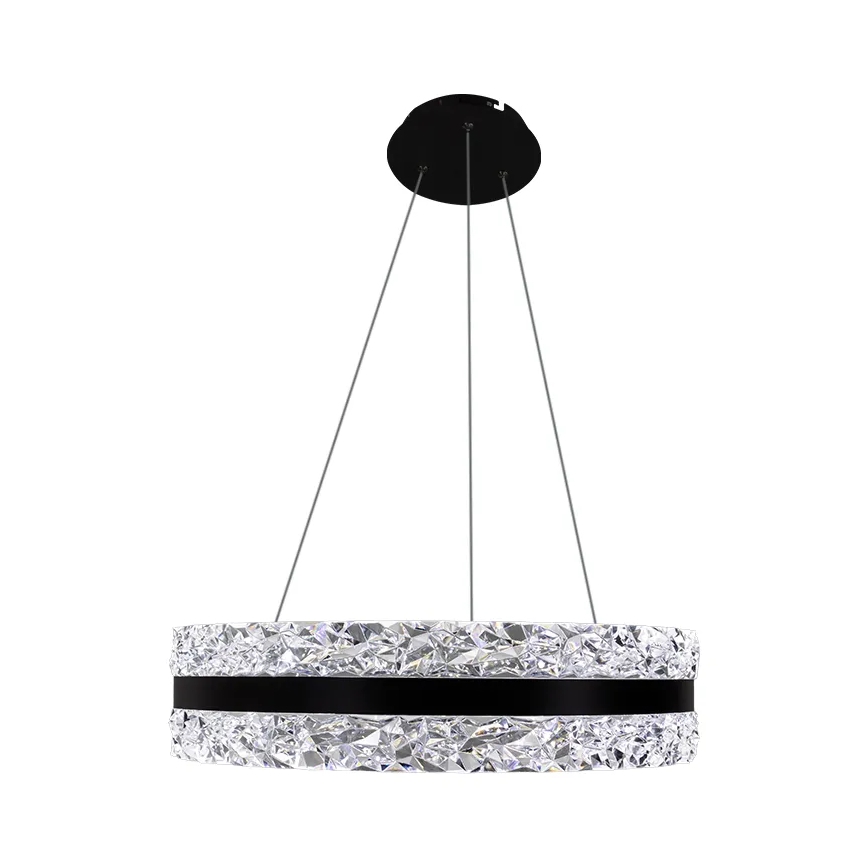 LED dimbare kristallen hanglamp aan kabel LED/80W/230V 3000-6500K zwart + afstandsbediening