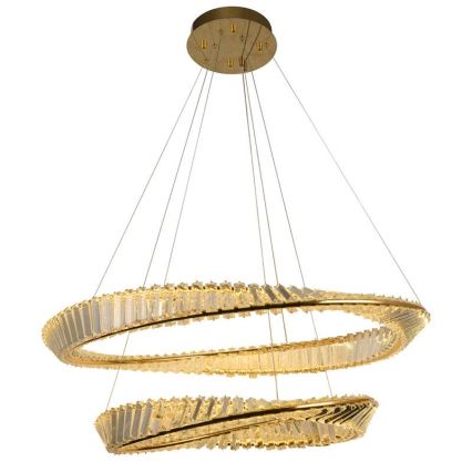 LED dimbare kristallen hanglamp aan kabel LED/90W/230V 3000-6500K goud/chroom + afstandsbediening