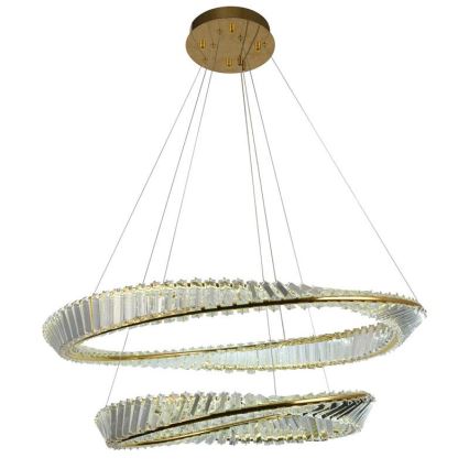 LED dimbare kristallen hanglamp aan kabel LED/90W/230V 3000-6500K goud/chroom + afstandsbediening
