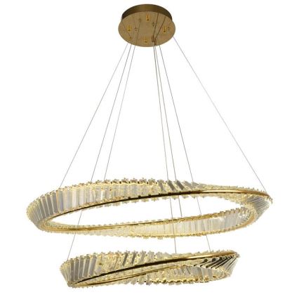 LED dimbare kristallen hanglamp aan kabel LED/90W/230V 3000-6500K goud/chroom + afstandsbediening