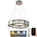 LED Dimbare kristallen hanglamp aan een snoer LED/40W/230V 3000-6500K glanzend chroom + afstandsbediening
